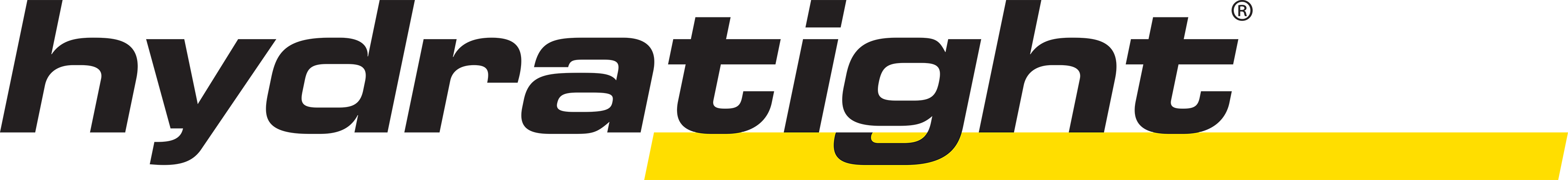 Logo displaying the word "hydratight" in bold, black lowercase letters, with a yellow rectangular underline beneath the last five letters.