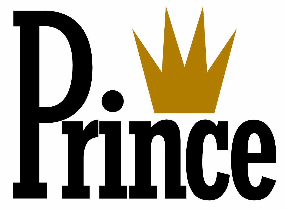 The word "Prince" in bold black letters with a gold crown symbol above the letter "n." The background is white.