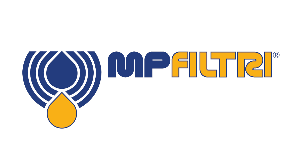 MP Filtri logo featuring a blue and yellow droplet design on the left, with "MP Filtri" written in bold blue and yellow letters to the right on a white background.