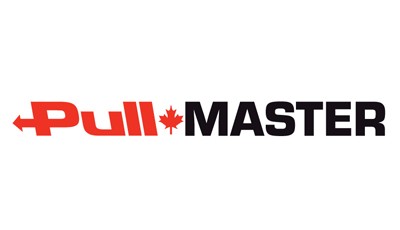 The Pullmaster logo features the word "Pull" in red with a left-pointing arrow and a red maple leaf between "Pull" and "MASTER," which is written in black uppercase letters.